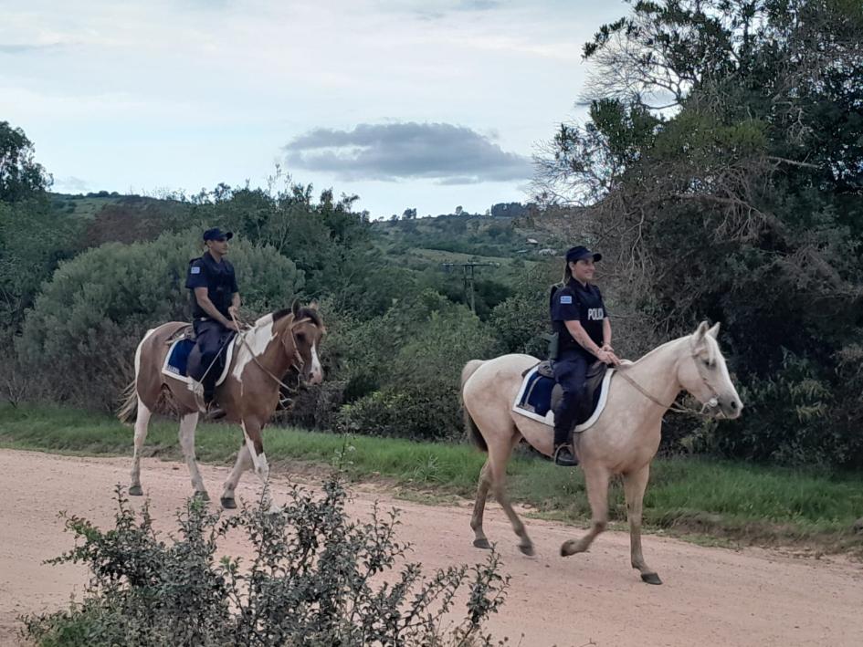 Dos policías de Patrulla montada de BDSR Dos policías de Patrulla montada de BDSR