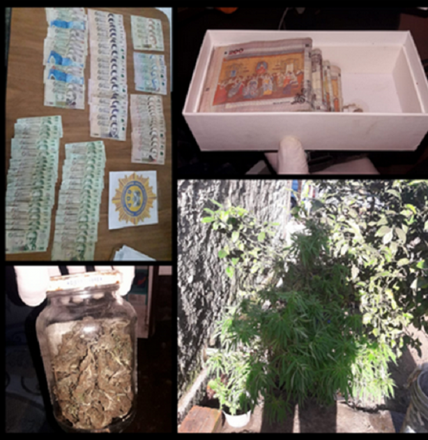 Personal policial incautó Marihuana, pasta base y dinero en efectivo tras allanar vivienda. Marihuana, pasta base y dinero en efectivo.