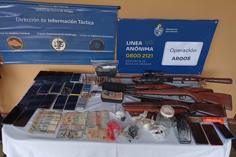 Elementos incautados por la policía en Operacion ARGOS. Elementos incautados por la policía en Operacion ARGOS.