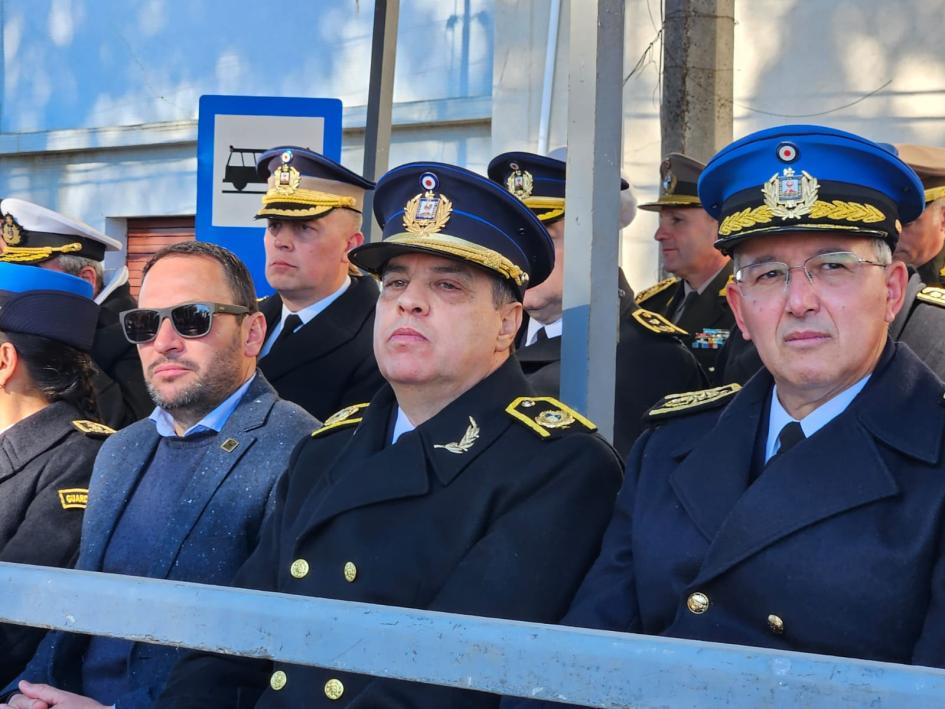 Director de la Policía Nacional, Crio. Gral. José Azambuya, y jefe de Canelones, Crio. Mayor Quevedo