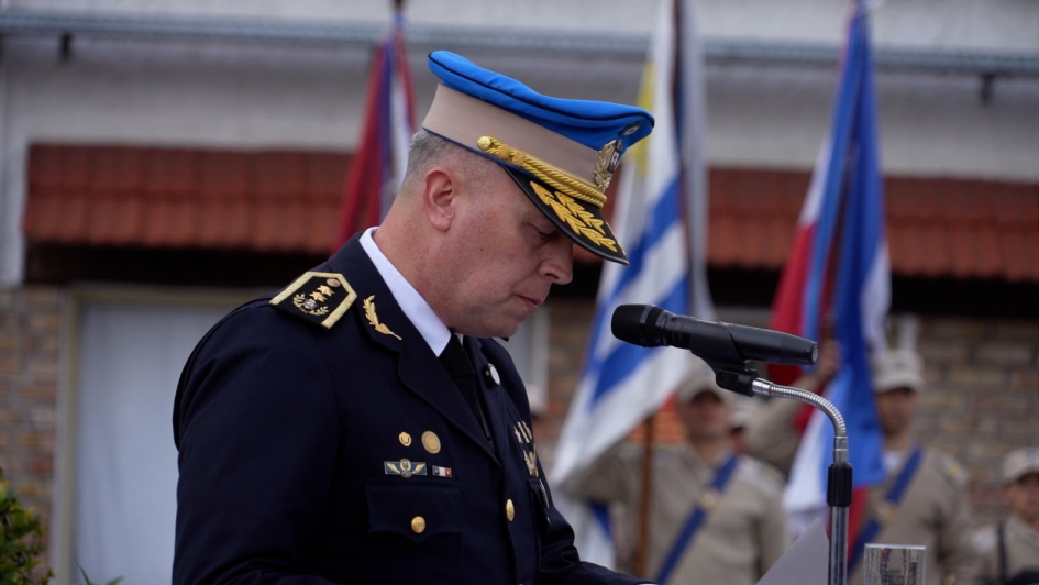 Director de Policía Caminera, Comisario General Luis Calzada Dodera, durante su discurso Director de Policía Caminera, Comisario General Luis Calzada Dodera, durante su discurso