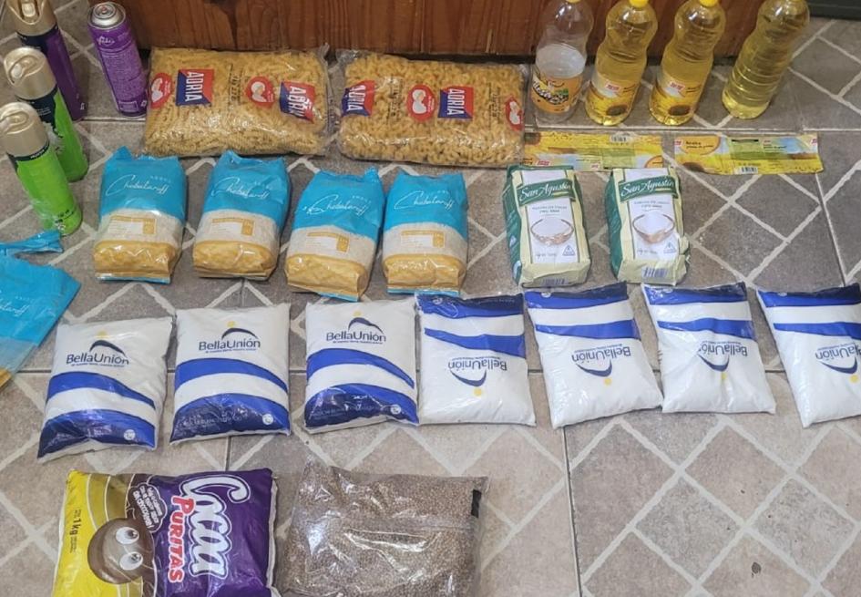 Mercadería recuperada del merendero