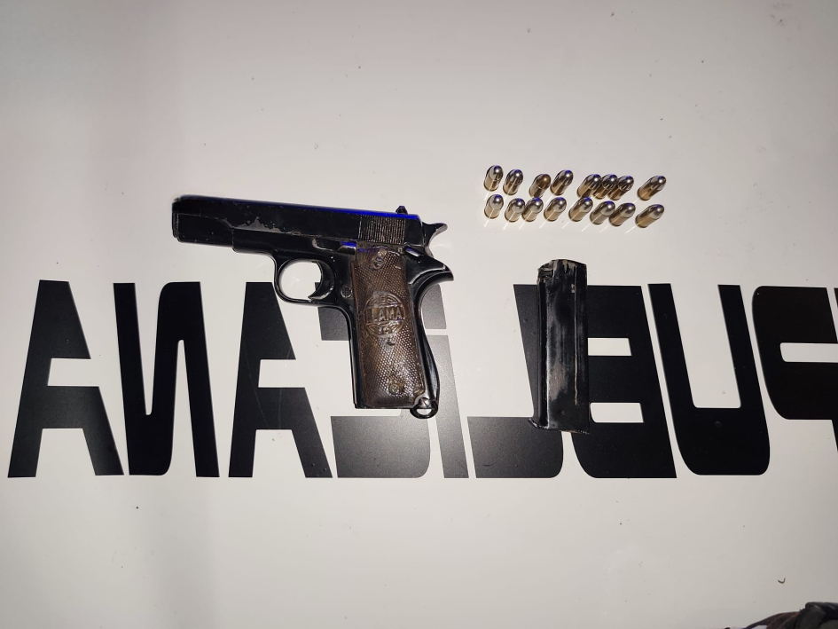 Arma de fuego y municiones incautadas