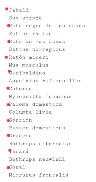 Lista de especies zoologicas silvestres con caza liberada Lista de especies zoologicas silvestres con caza liberada