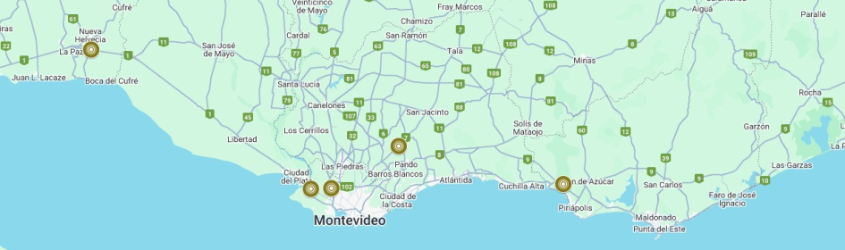 Mapa con ubicación de radares