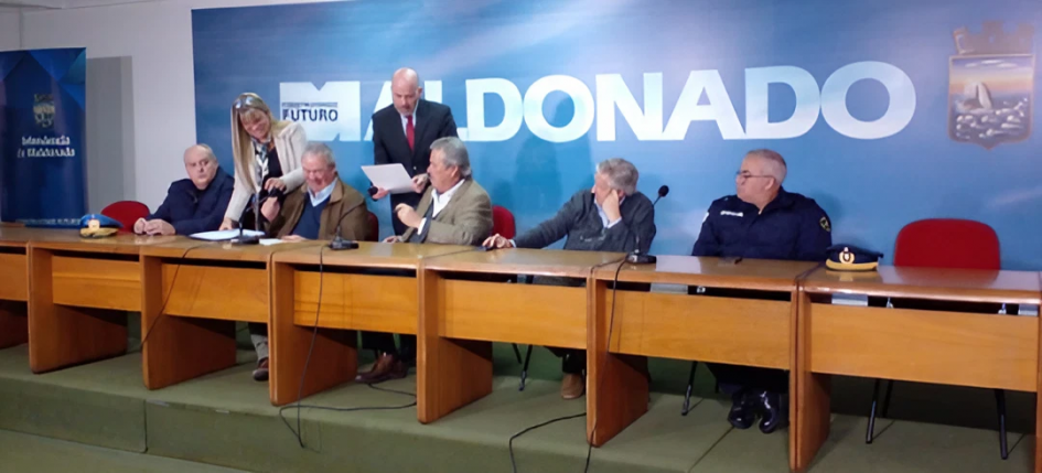 Acuerdo entre el Ministerio del Interior e Intendencia de Maldonado Ministro del Interior Luis Alberto Heber,Intendente Enrique Antía y el Comisario Mayor Jorge Guerra