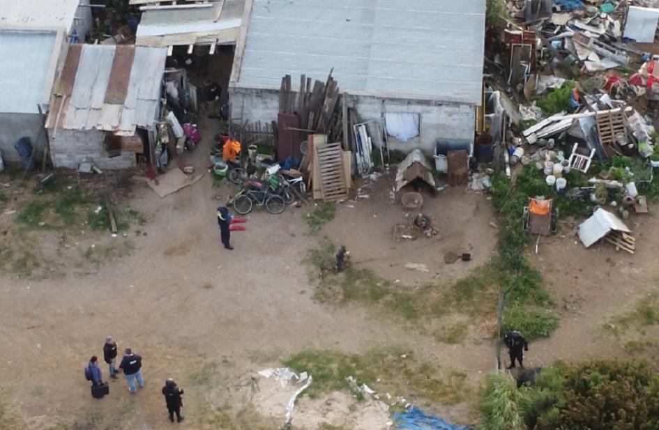 Vista desde el Drone de uno de los allanamientos Vista desde el Drone de uno de los allanamientos