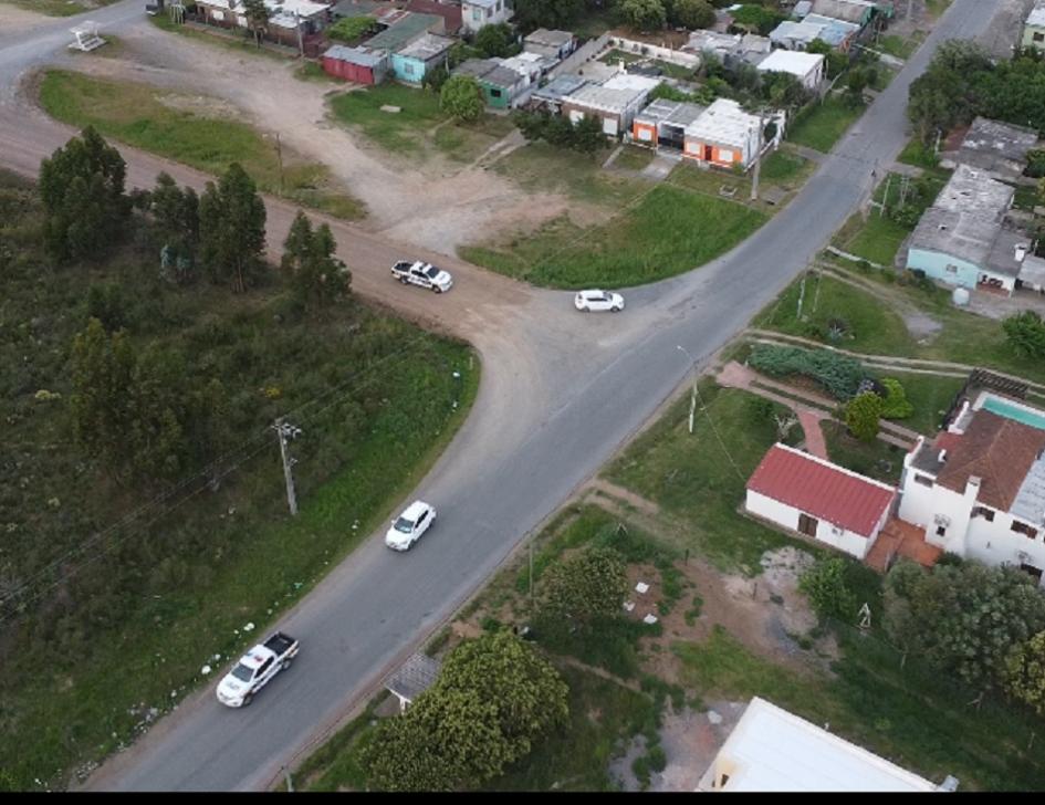 Vista desde el Drone de uno de los allanamientos móviles Vista desde el Drone de uno de los allanamientos móviles