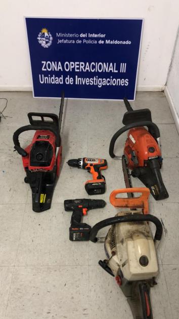 Incautado en allanamientos. Herramientas que fueron producto de hurto.
