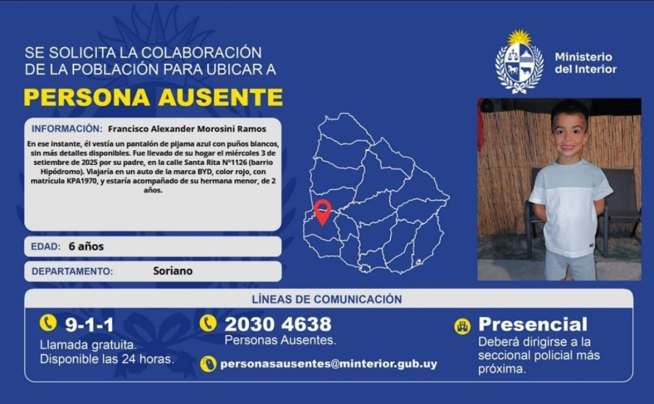 "solicita la colaboración de la población para dar con el paradero de Francisco Alexander Moro"