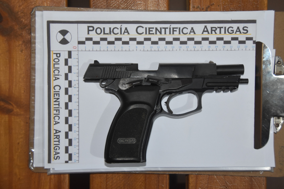 Arma de fuego incautada en el procedimiento.