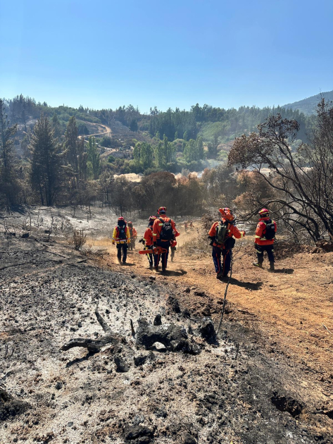 Bomberos uruguayois en incendio en Chile 