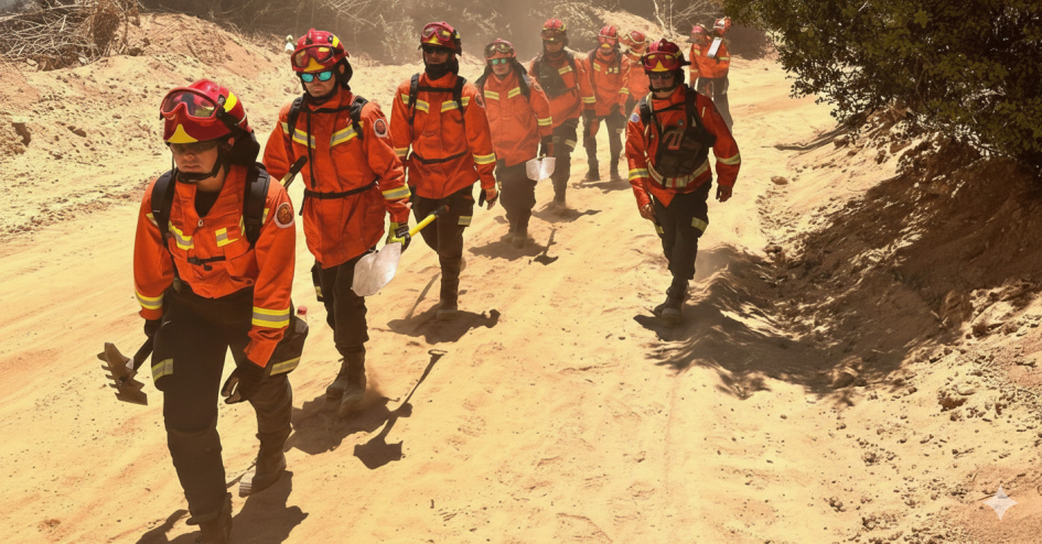 Bomberos uruguayois en incendio en Chile 