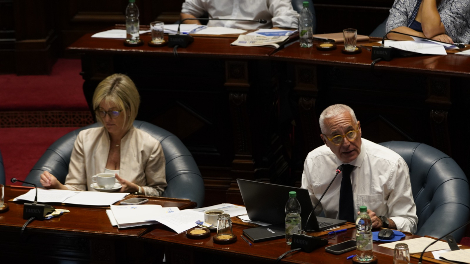 Ministro del Interior junto a Subsecretaria en Comisión Permanente del Parlamento 