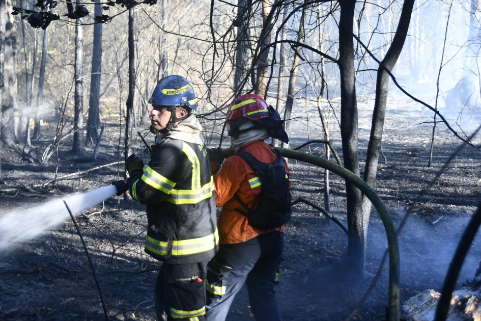 Delegación de bomberos uruguayos en Chile