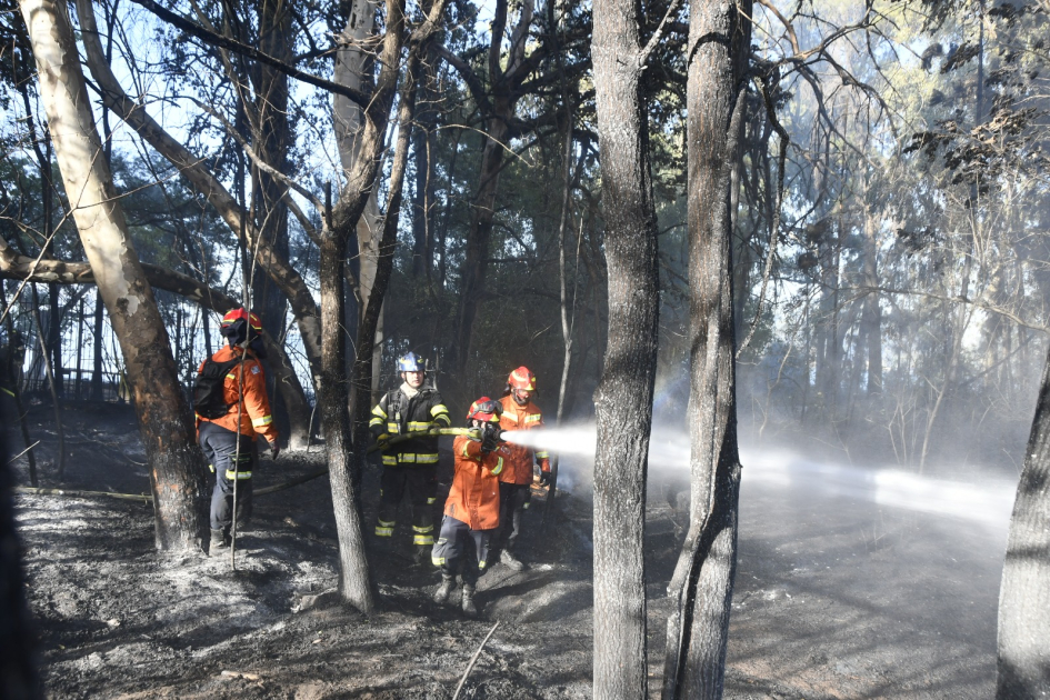 Delegación de bomberos uruguayos en Chile