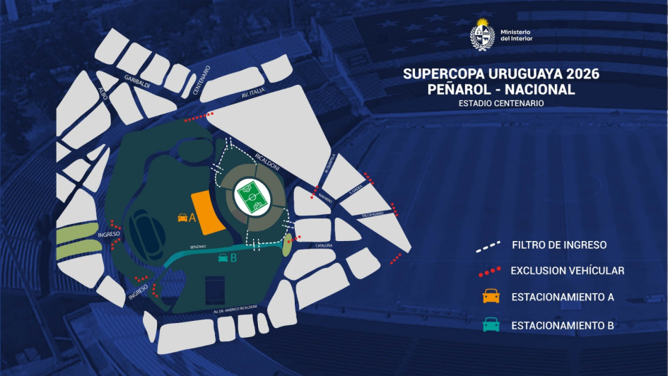 Operativo de seguridad para el partido clásico por la final de la Supercopa Uruguaya 2026