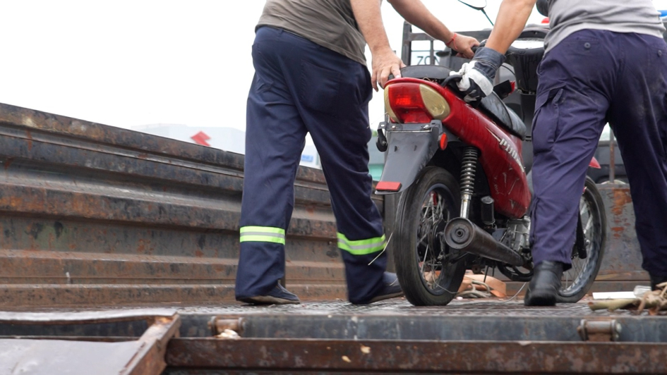 Motos transportadas a la Cooperativa para su desmantelamiento