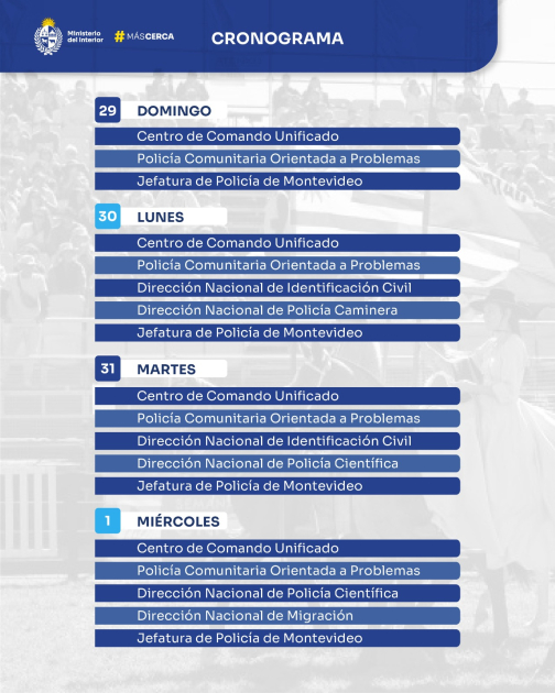 Cronograma Stand Criolla del Prado Ministerio del Interior 