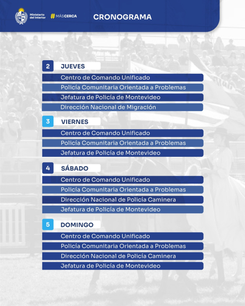 Cronograma Stand Criolla del Prado Ministerio del Interior 