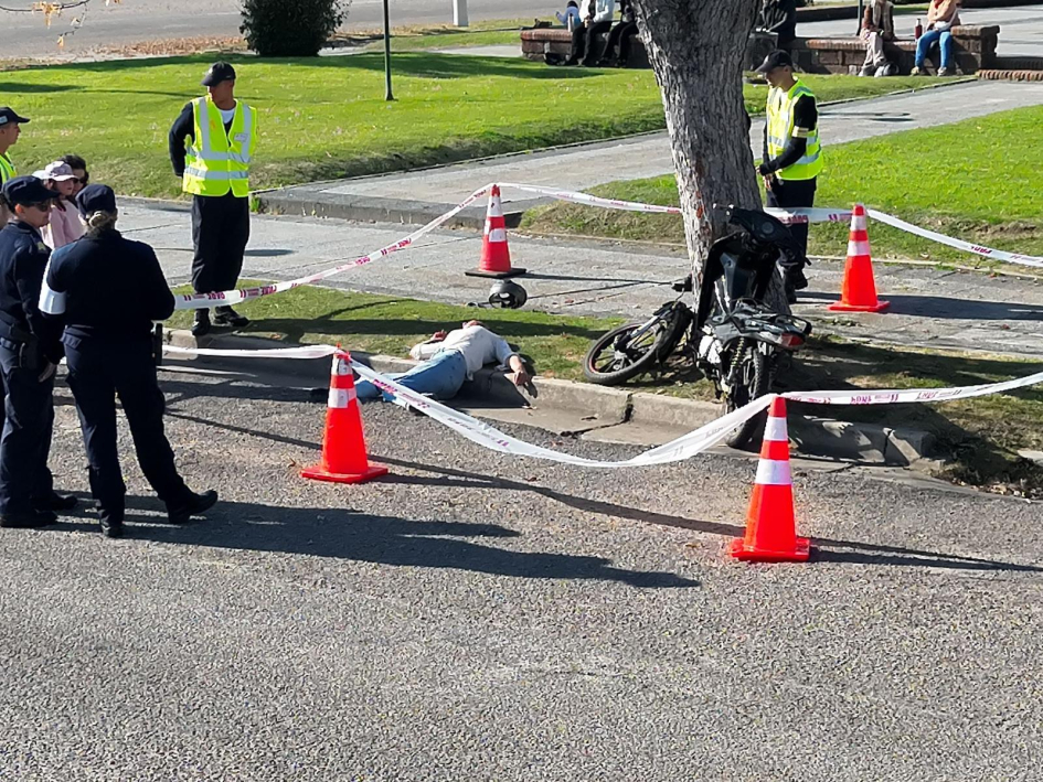 Simulación de persona herida en accidente 