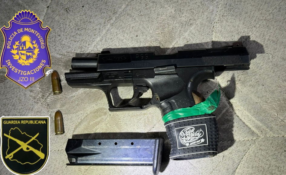 Incautación Arma, cargador y municiones incautadas