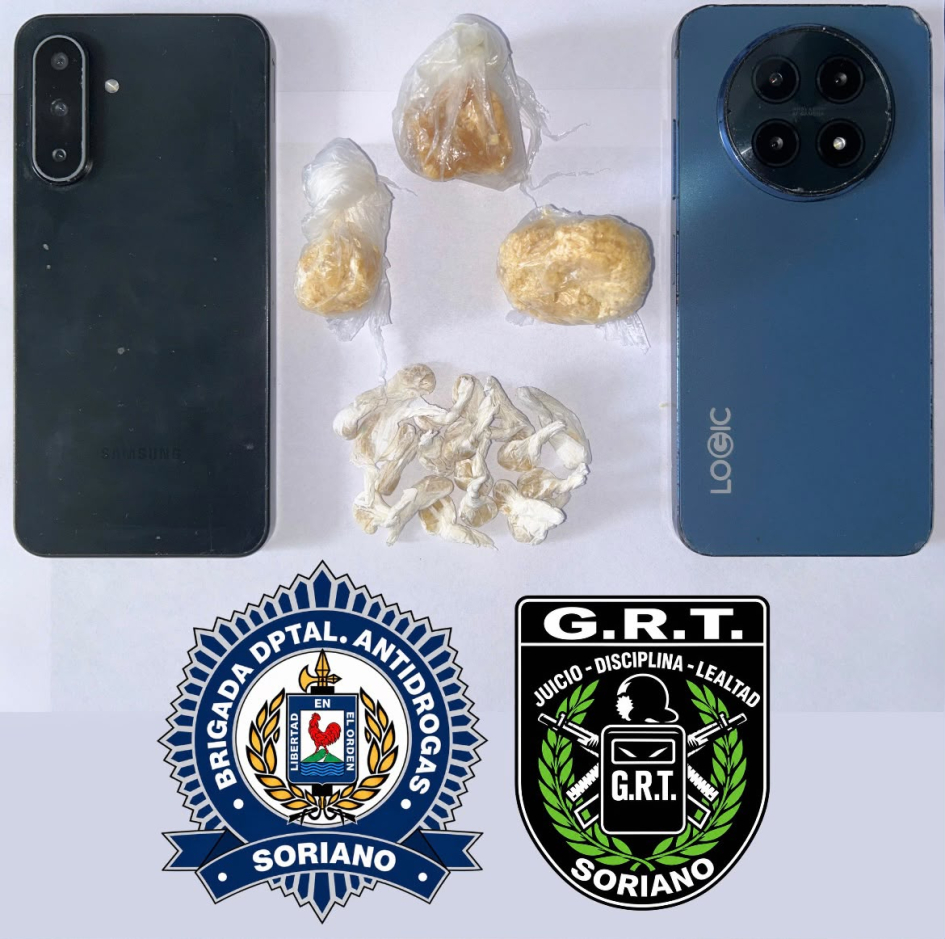 Celulares y sustancias estupefacientes incautadas