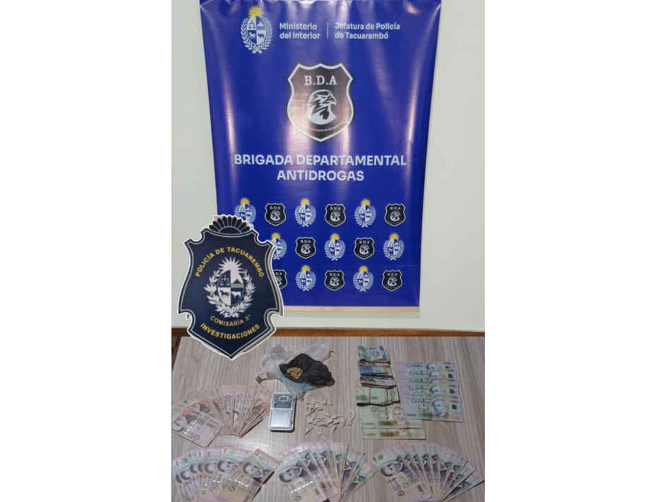 Dinero y drogas incautadas en allanamiento