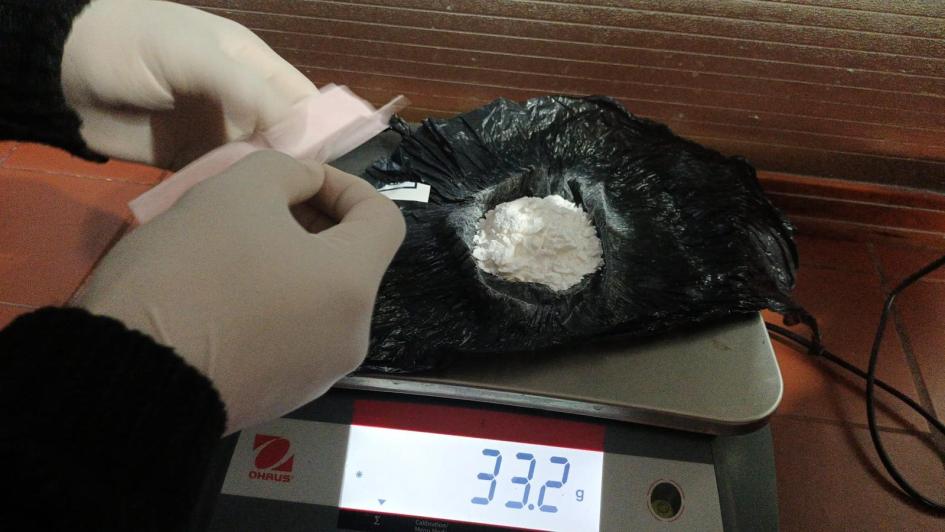 33,2 grms de Clorhidrato de cocaína incautada 33,2 grms de Clorhidrato de cocaína incautada