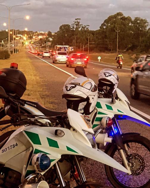 Operativo de la Policía Caminera Motos de la Policía Caminera en control
