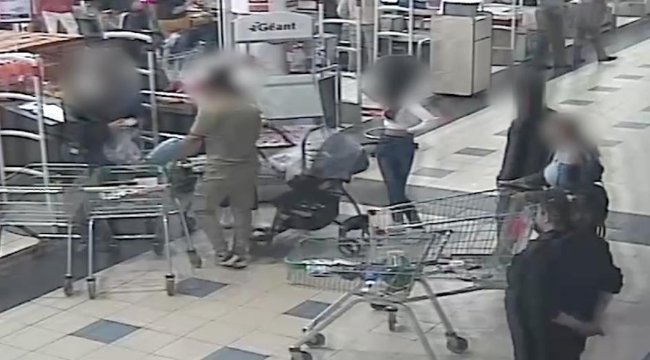 se ve a los autores dentro del comercio imagenes de la cámara de seguridad del supermercado