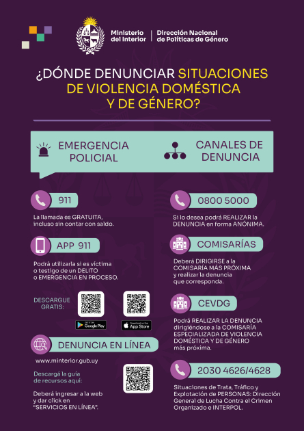 Canales de denuncia hacia ante situaciones de Violencia Doméstica y de Género Imagen con los canales de denuncia