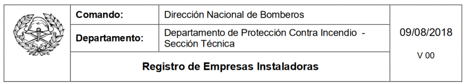Dirección Nacional de Bomberos, departamento de Protección Contra Incendios, sección Técnica