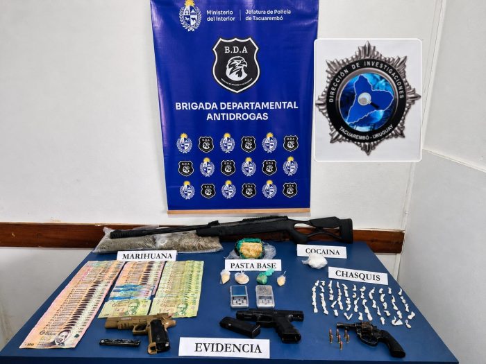 Dinero, drogas y armas incautadas en allanamientos