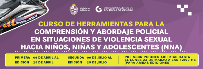 Convocatoria a curso "Herramientas para la Comprensión y Abordaje Policial en Situaciones de VSHNNA"