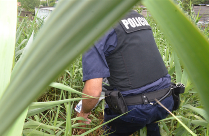 Personal policial en descampado ubicando la moto hurtada.