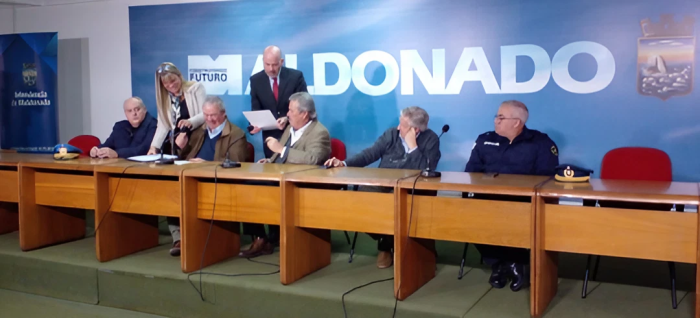 Acuerdo entre el Ministerio del Interior e Intendencia de Maldonado Ministro del Interior Luis Alberto Heber,Intendente Enrique Antía y el Comisario Mayor Jorge Guerra