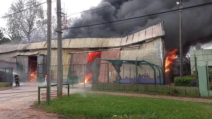Bomberos incendio en depósito