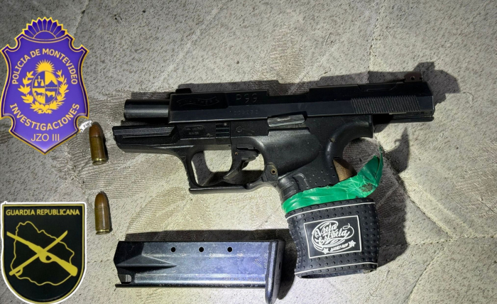 Incautación Arma, cargador y municiones incautadas