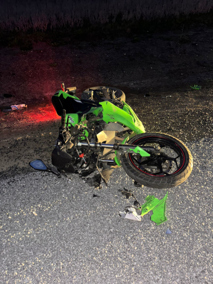 moto interviniente en el siniestro con un vacuno 