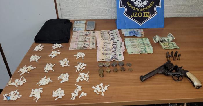 droga, arma y dinero incautado en los allanamientos
