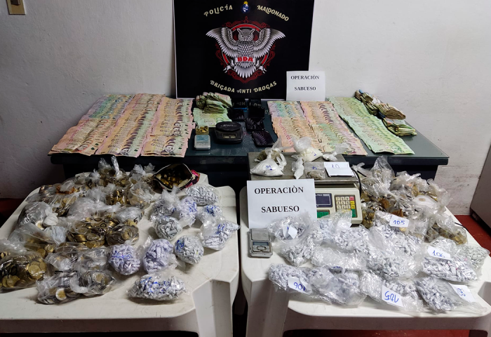 Variedad de sustancias estupefacientes incautadas en Maldonado
