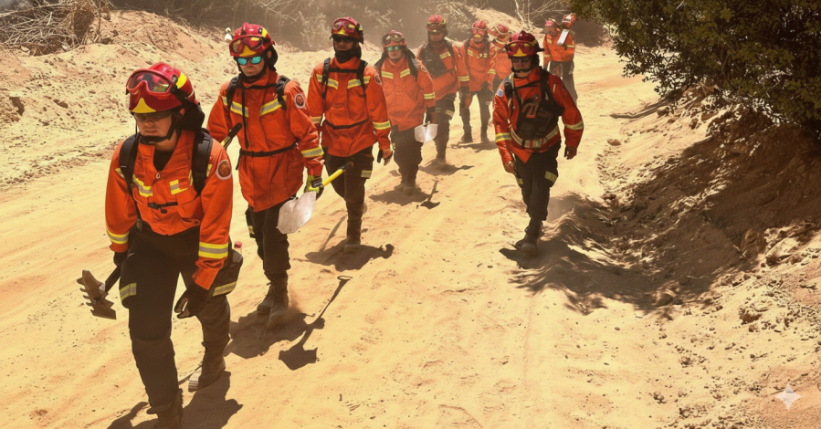Bomberos uruguayois en incendio en Chile 