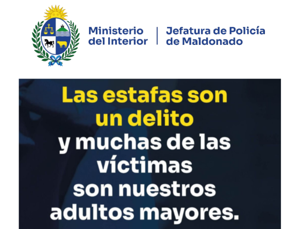 mensaje de la Jefatura de Maldonado ante delitos de estafa