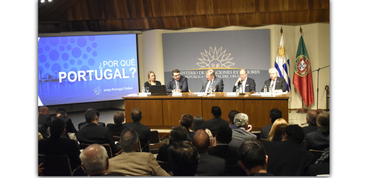 Director de la Agencia para la Inversión y el Comercio Exterior de Portugal en Buenos Aires, Sr. Rui Lourenço Pereira en momento de su intervención en el evento “Oportunidades de Comercio e Inversión entre Uruguay y Portugal”