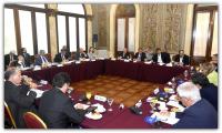 Mesa de diálogo entre Cancillería e Intendentes de departamentos de frontera Los Intendentes de Departamentos fronterizos (Artigas, Cerro Largo, Colonia, Río Negro, Rivera, Salto, Soriano, Rocha, Treinta y Tres y Paysandú) durante la reunión en mesa de diálogo