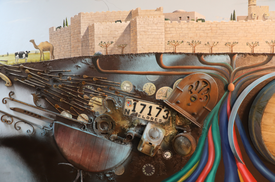 Mural representando las relaciones entre Uruguay e Israel, por el artista uruguayo Roberto Cadenas