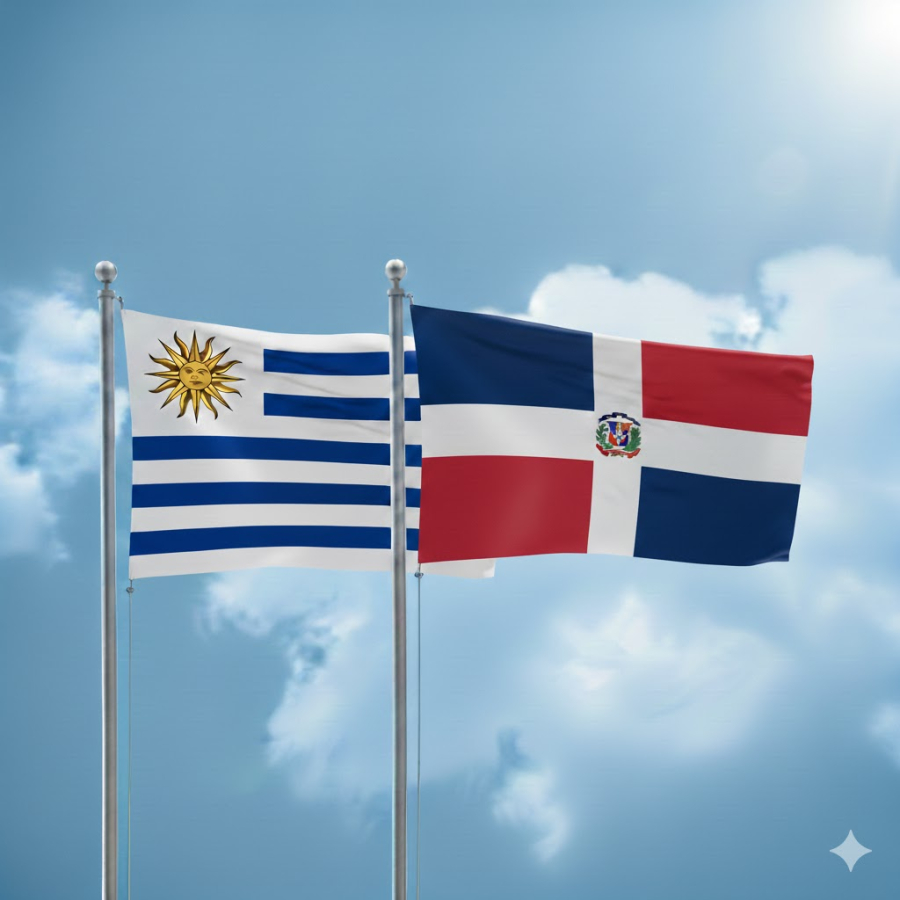 Banderas de Uriguay y República Dominicana