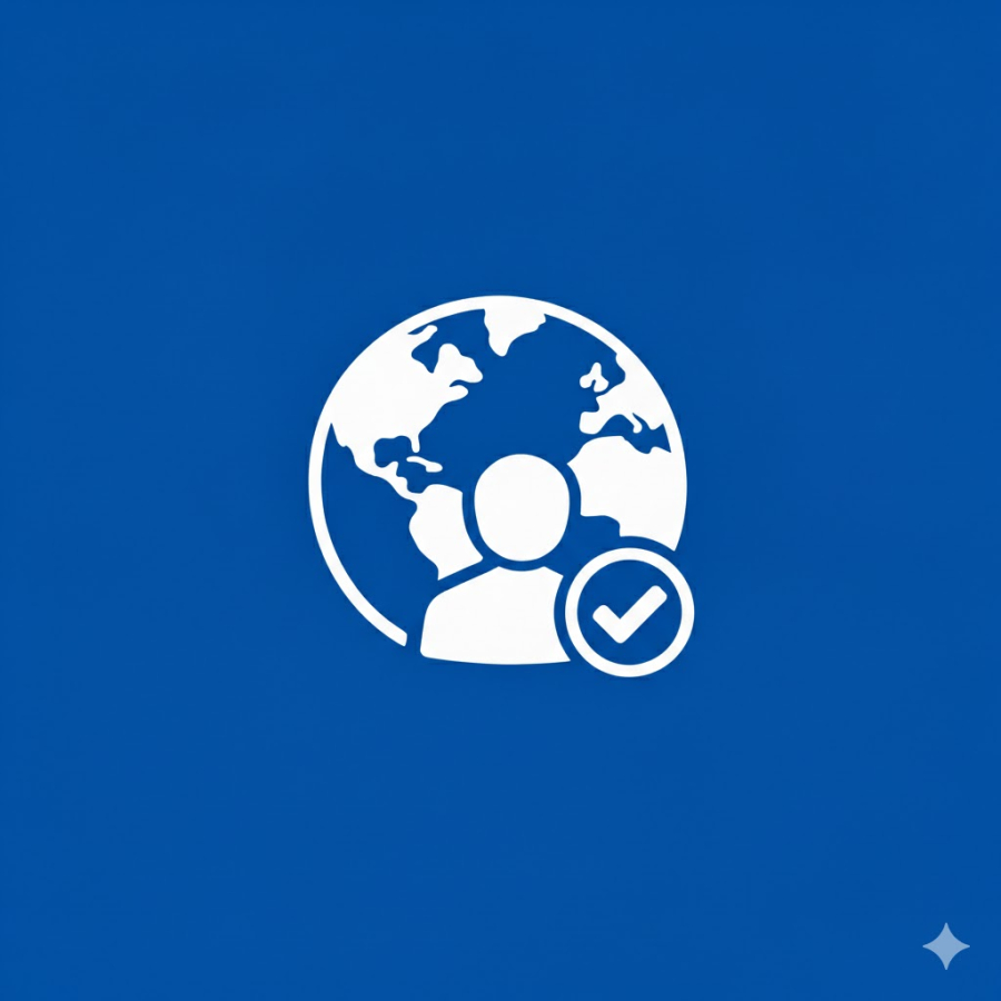 Icono de persona sobre mapamundi