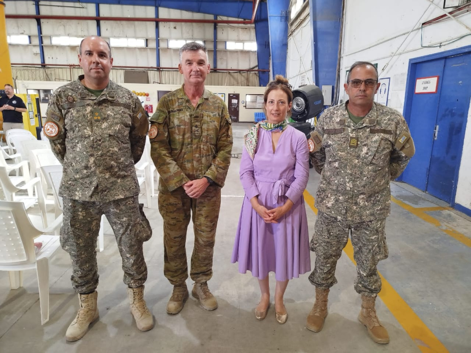 With Lt. Col. Douglas Leal, Force Commander Maj. Gen. Michael Garraway, and SOM Marcos Ferreira. With Lt. Col. Douglas Leal, Force Commander Maj. Gen. Michael Garraway, and SOM Marcos Ferreira.